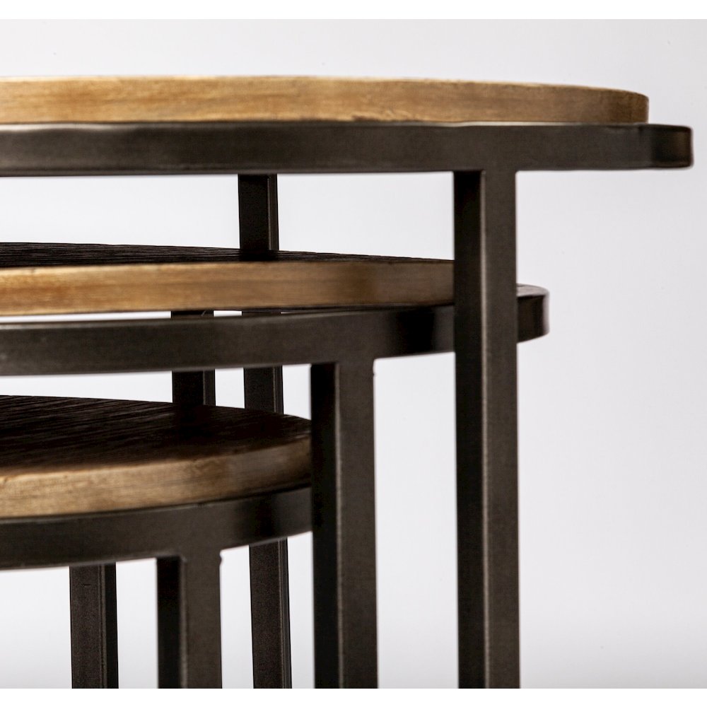 Glover (Set of 3) 20L x 20W Brown Wood Round Top W/Metal Nesting Accent Tables. Picture 8