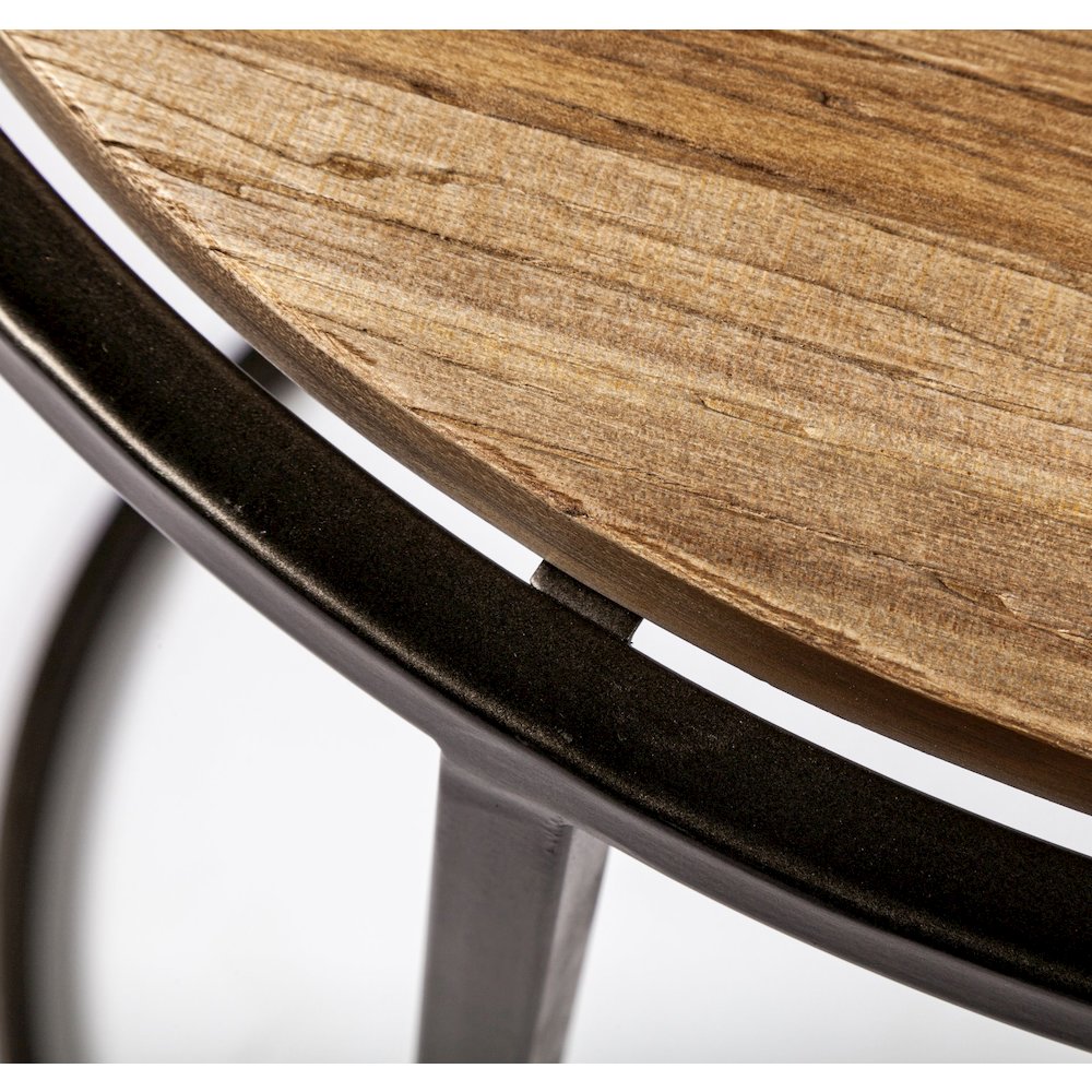 Glover (Set of 3) 20L x 20W Brown Wood Round Top W/Metal Nesting Accent Tables. Picture 9