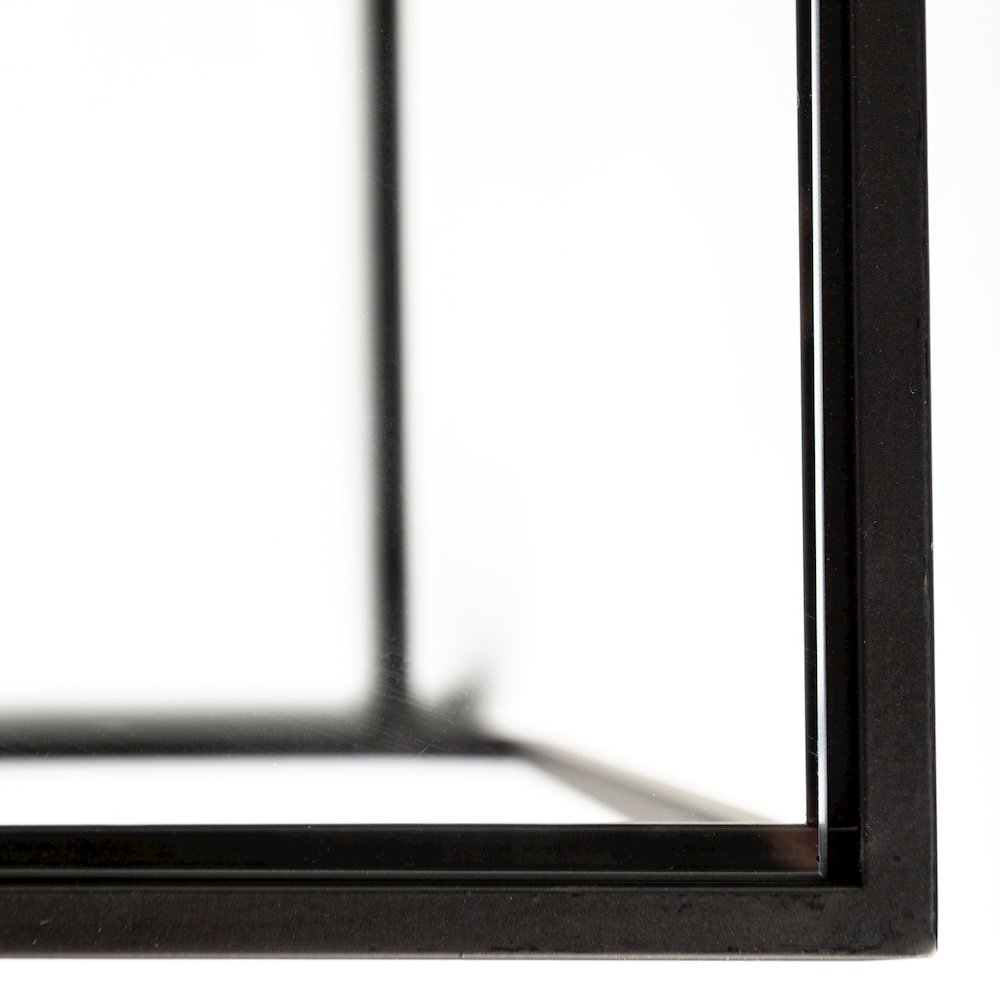 Arya (Set of 2) 24L x 10W Black Rectangular Glass Top Iron Frame Accent Table. Picture 7