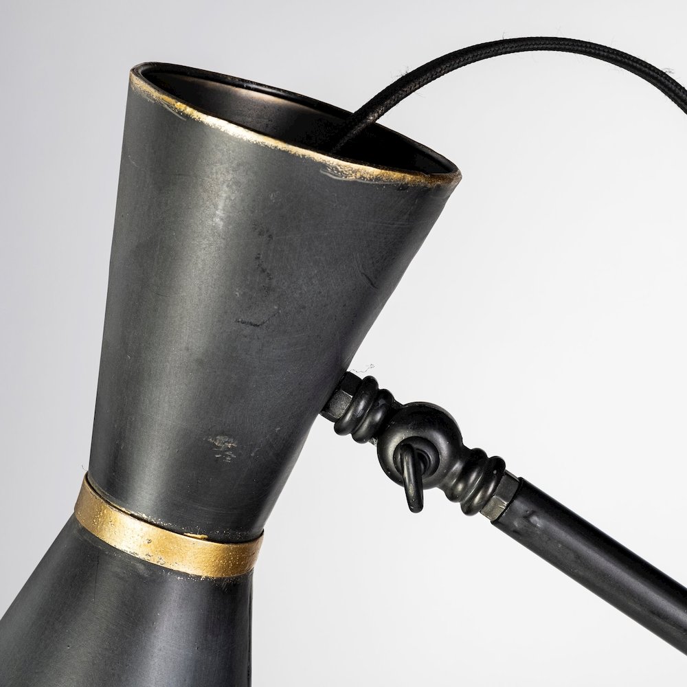 Eris III (58.3"H) Black/Brass Metal Cone Shade Floor Lamp. Picture 6