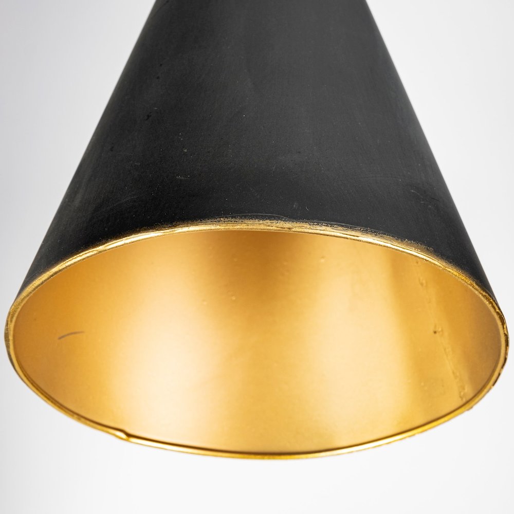 Eris III (58.3"H) Black/Brass Metal Cone Shade Floor Lamp. Picture 7