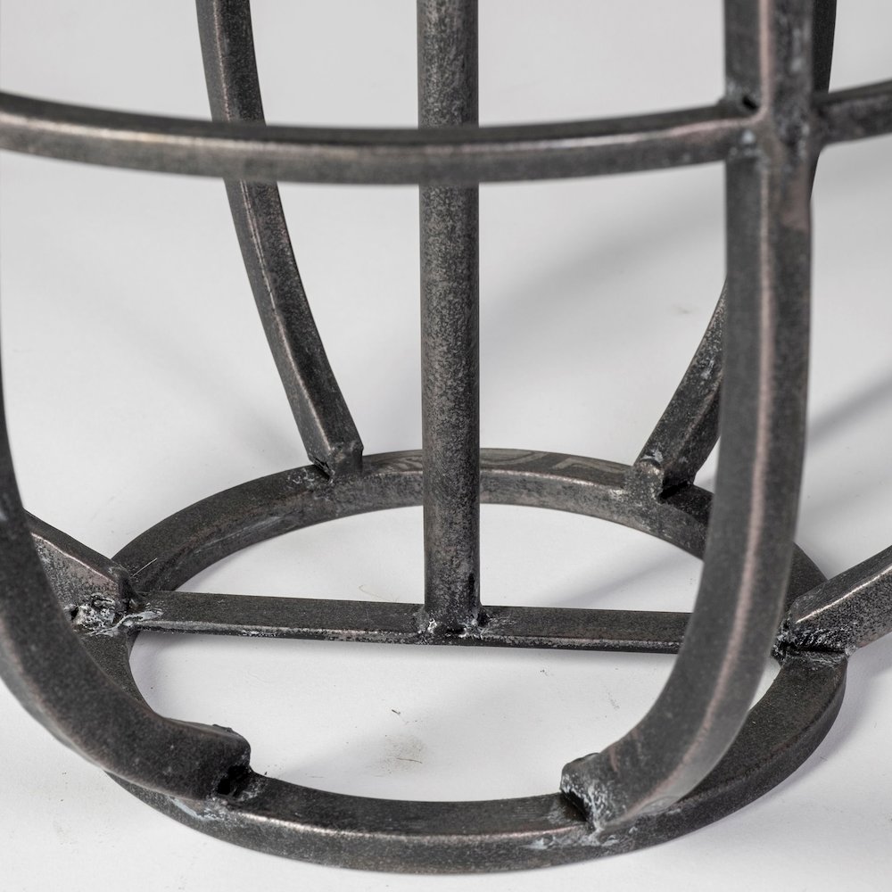 Bella Small Black Metal Cylindrical Cage Candle Holder Lantern. Picture 6