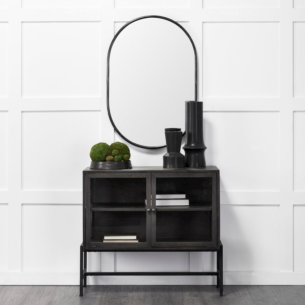 Sylvia II 24"x35" Oval Black Metal Frame Mirror. Picture 7
