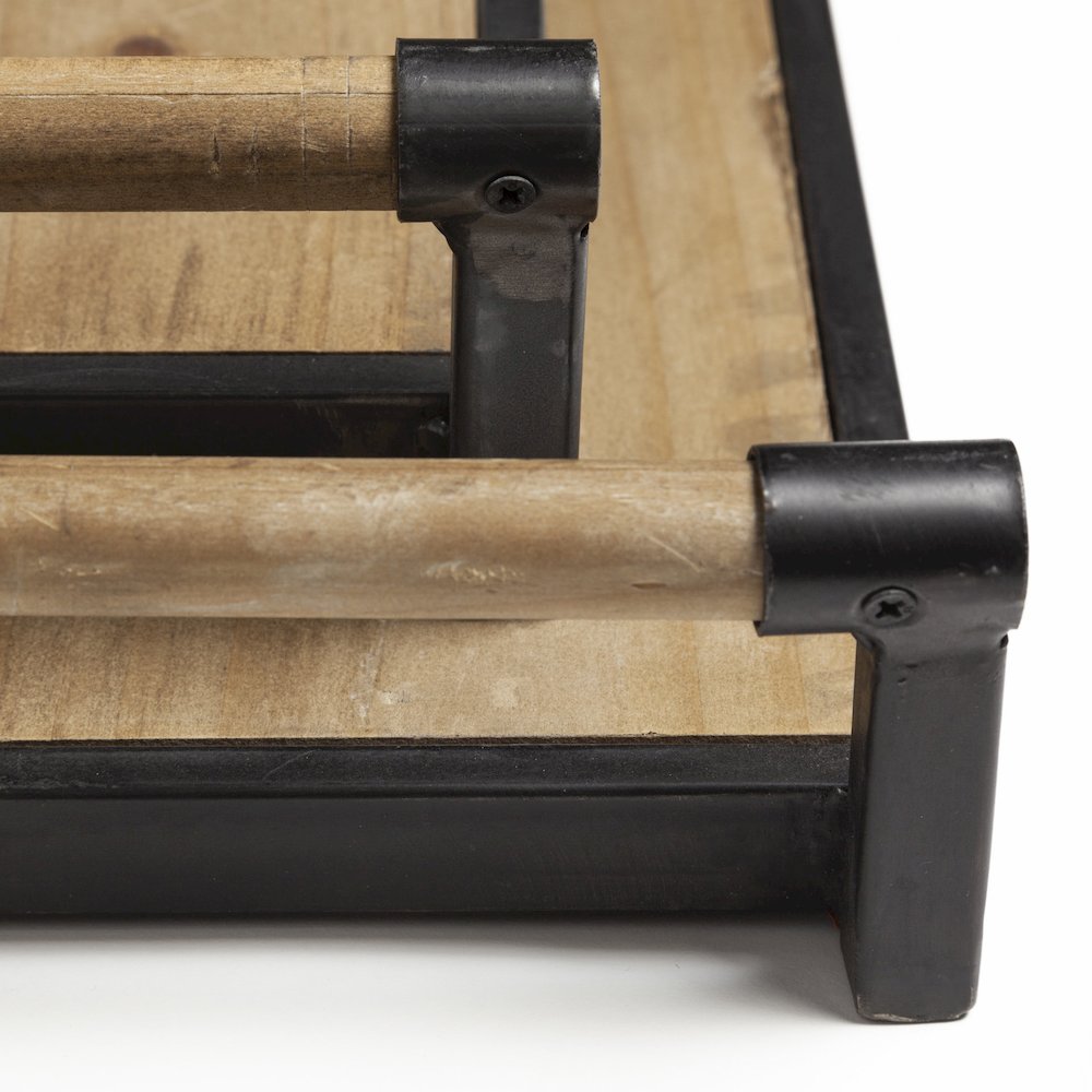 Benson Set of 2 Brown Wood Black Metal Trays. Picture 5