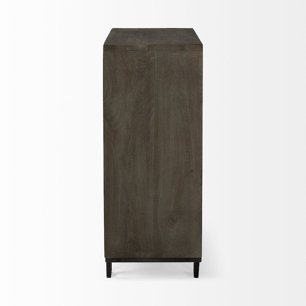Argyle I 36L x 16W Dark Brown And Metal 2 Door Accent Cabinet. Picture 2