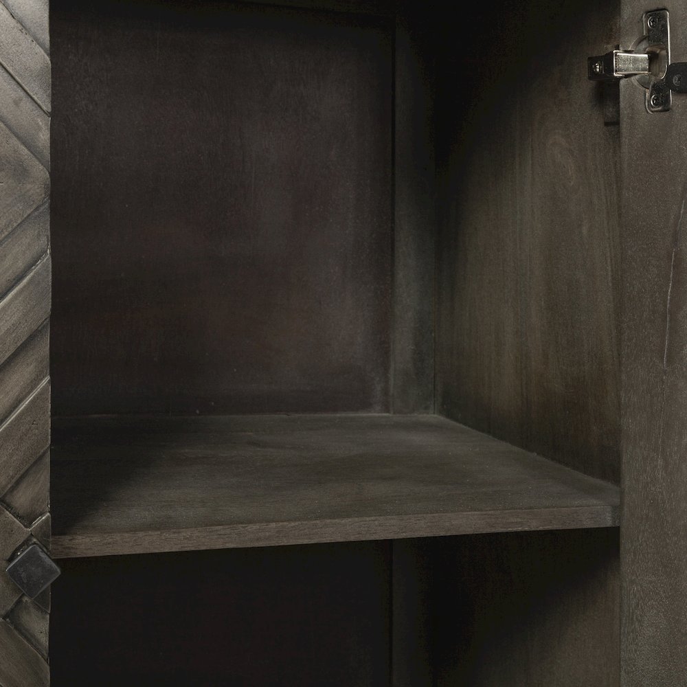 Argyle I 36L x 16W Dark Brown And Metal 2 Door Accent Cabinet. Picture 9