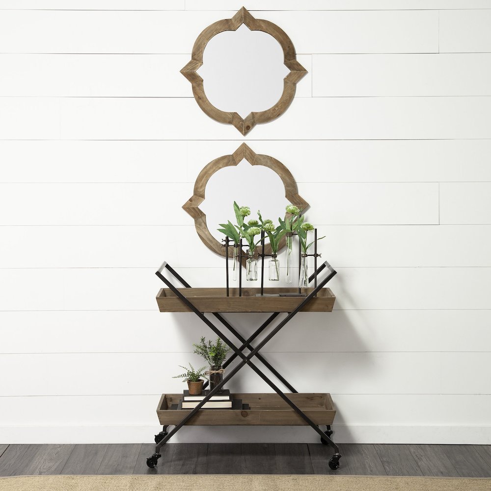 Argonne 23" Round-Square Brown Wood Frame Mirror. Picture 8