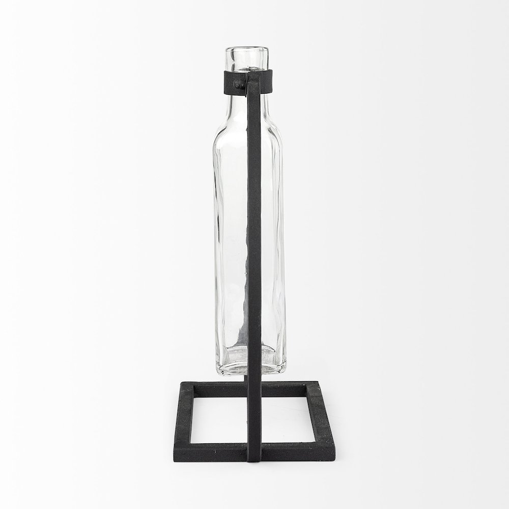 Monica II Tall Black Metal Glass Bottle Vase. Picture 3