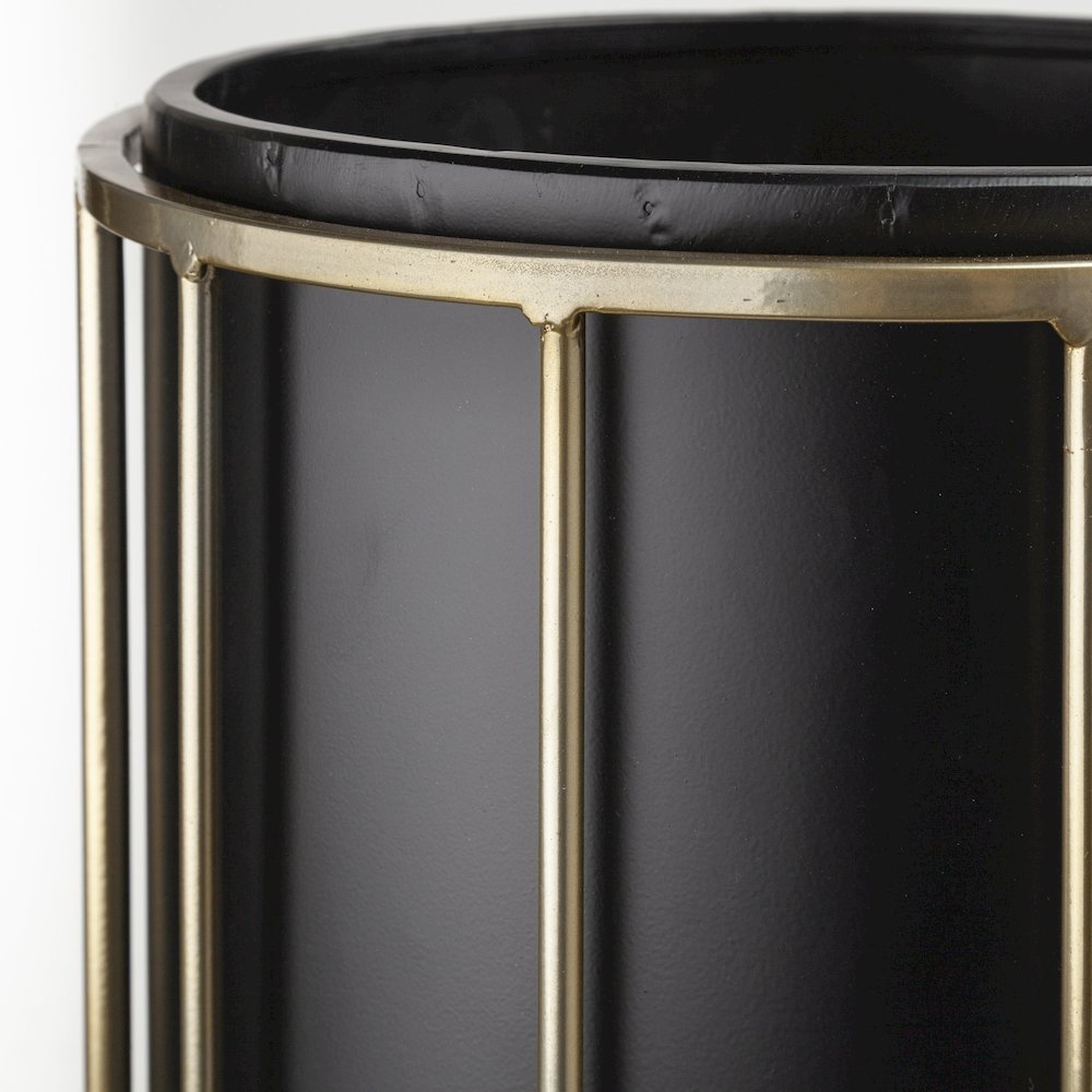 Pianta 13 x 21 Set of Two Black Metal Insert Brass Frame Plant Stands. Picture 3