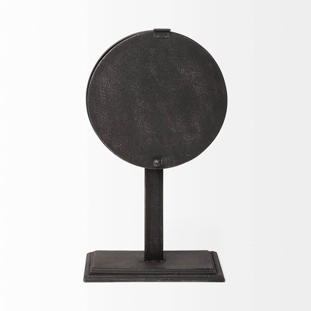 Attalack II Black Metal Round Face Table Clock. Picture 3