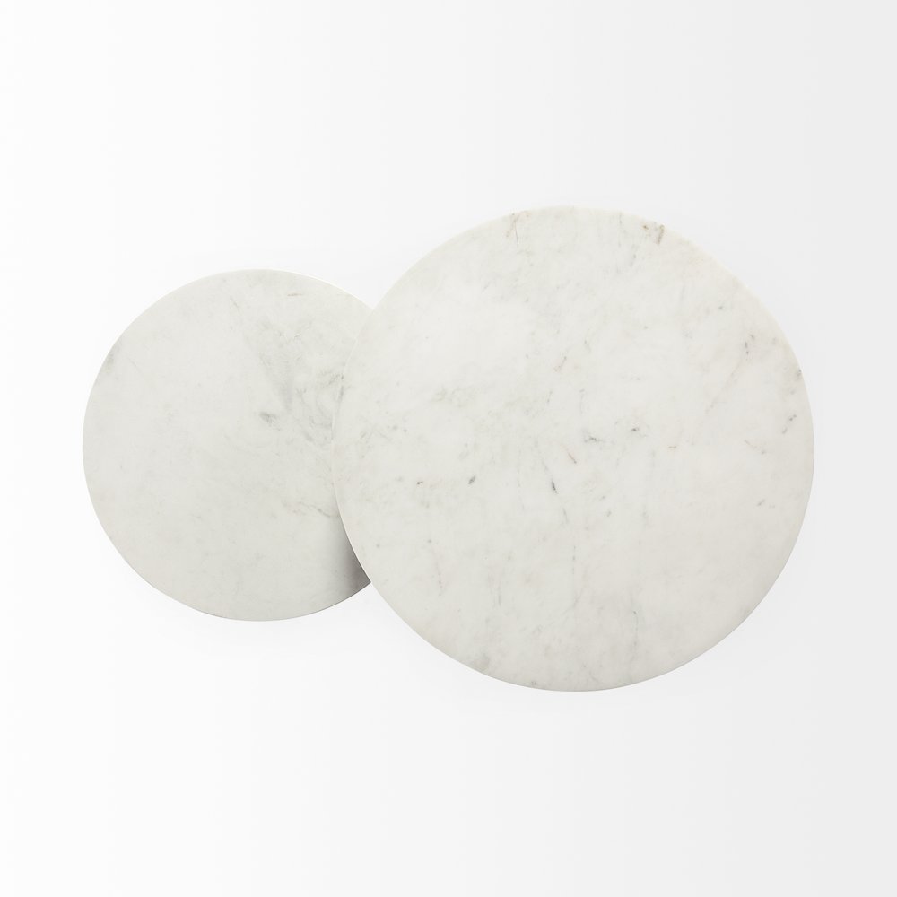 White Round Marble Top W/Black Metal Frame Accent Table. Picture 6