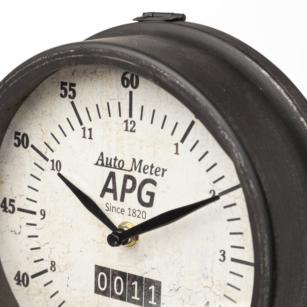 Attalack II Black Metal Round Face Table Clock. Picture 4