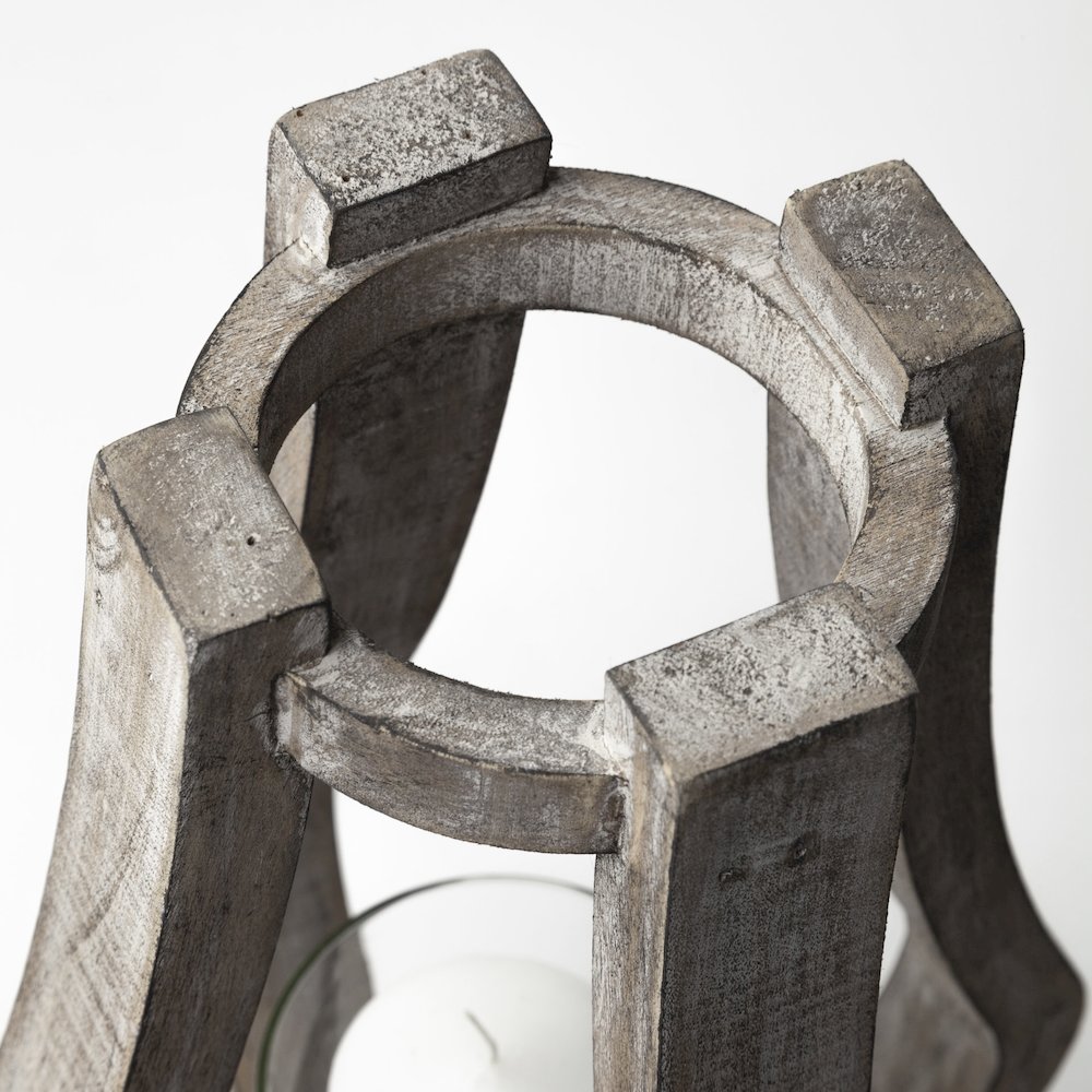 Brillion Small Rustic Wood Metal Table Candle Holder. Picture 5