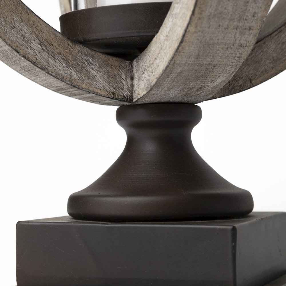 Brillion Small Rustic Wood Metal Table Candle Holder. Picture 8