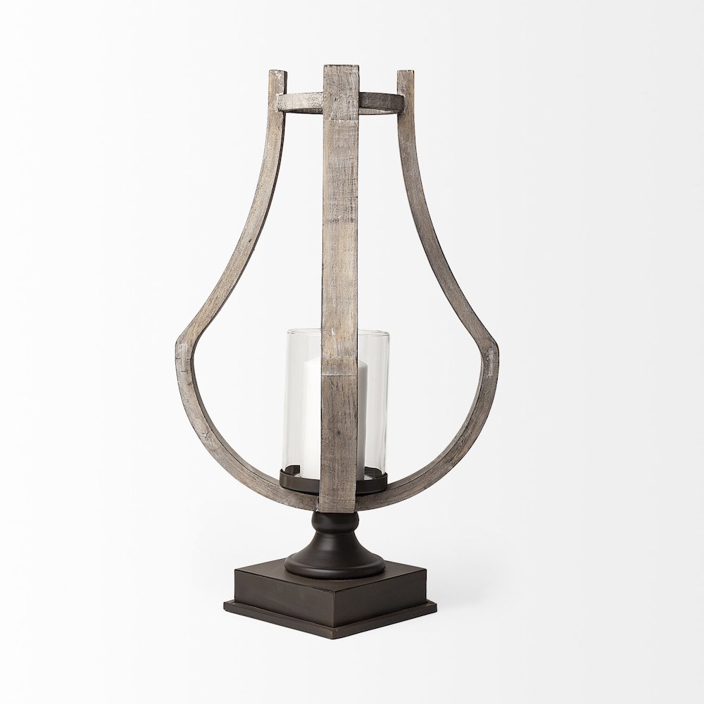 Brillion Large Rustic Wood Metal Table Candle Holder. Picture 2