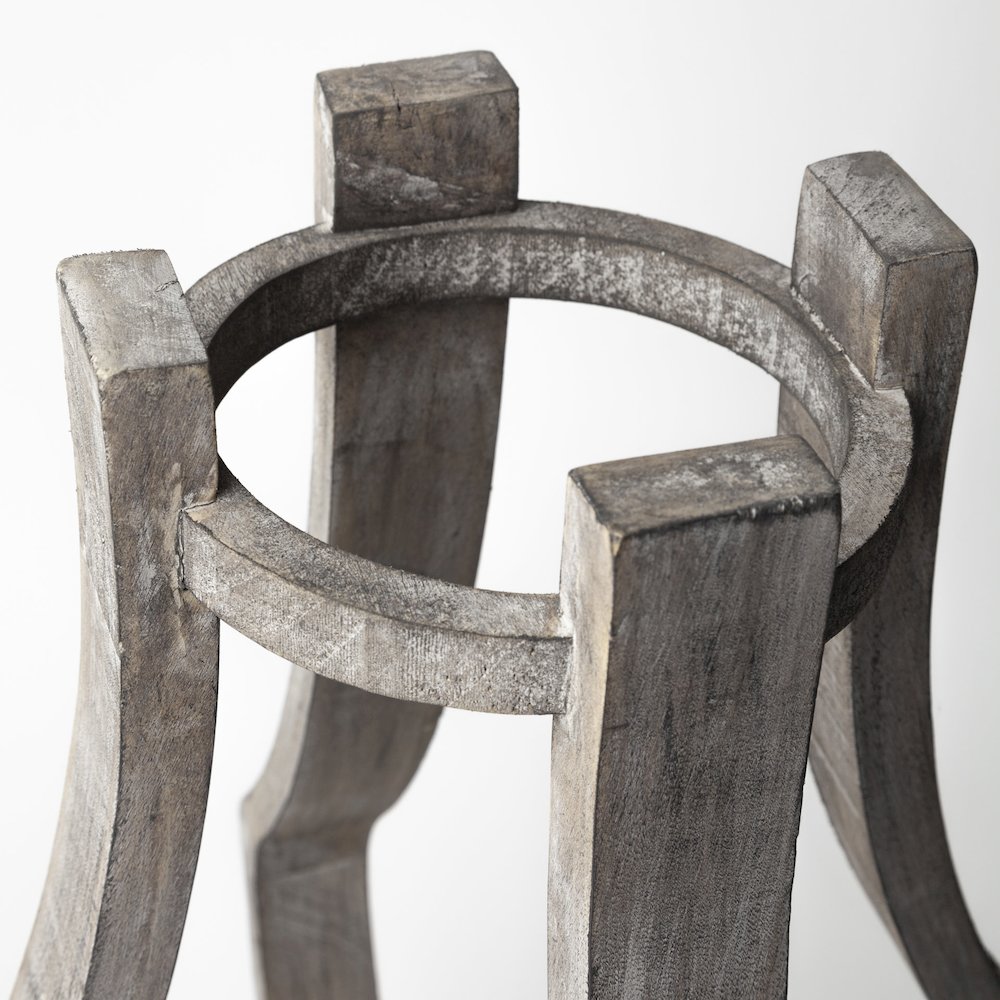 Brillion Large Rustic Wood Metal Table Candle Holder. Picture 5