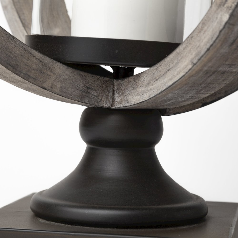 Brillion Large Rustic Wood Metal Table Candle Holder. Picture 8