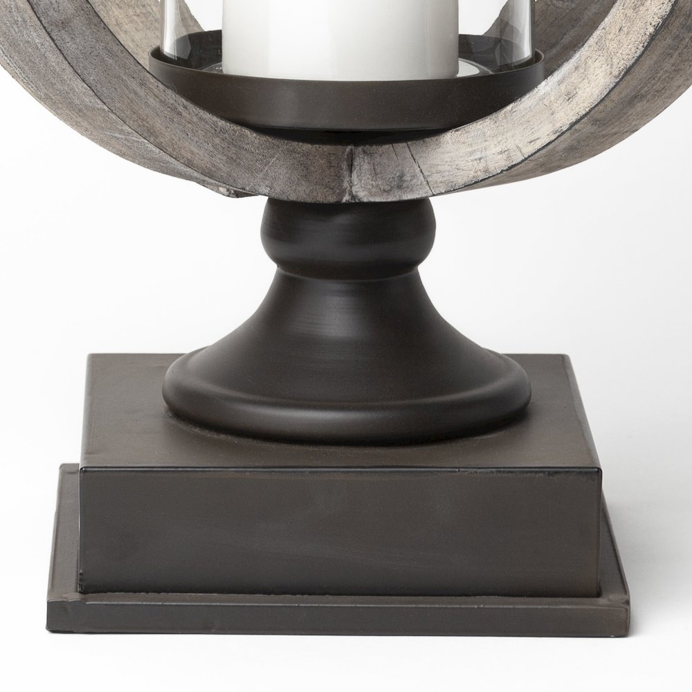 Brillion Large Rustic Wood Metal Table Candle Holder. Picture 9