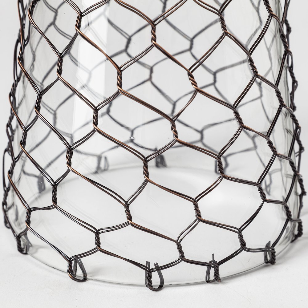 Shandra I Small Glass w/Metal Wire Snakeskin Pattern Table Candle Holder. Picture 3