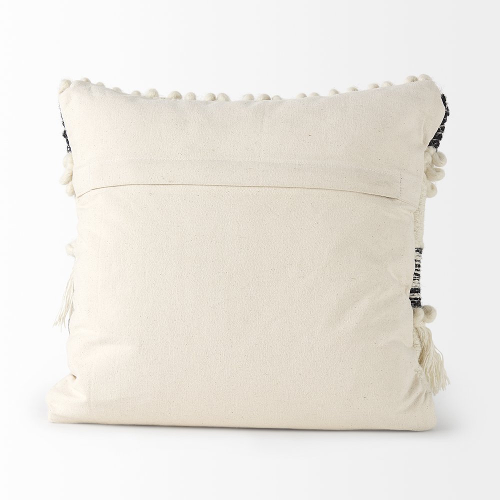 Beardell 18 x 18 Cream And Black Details With Tassels  Decorative Pillow Cover. Picture 4
