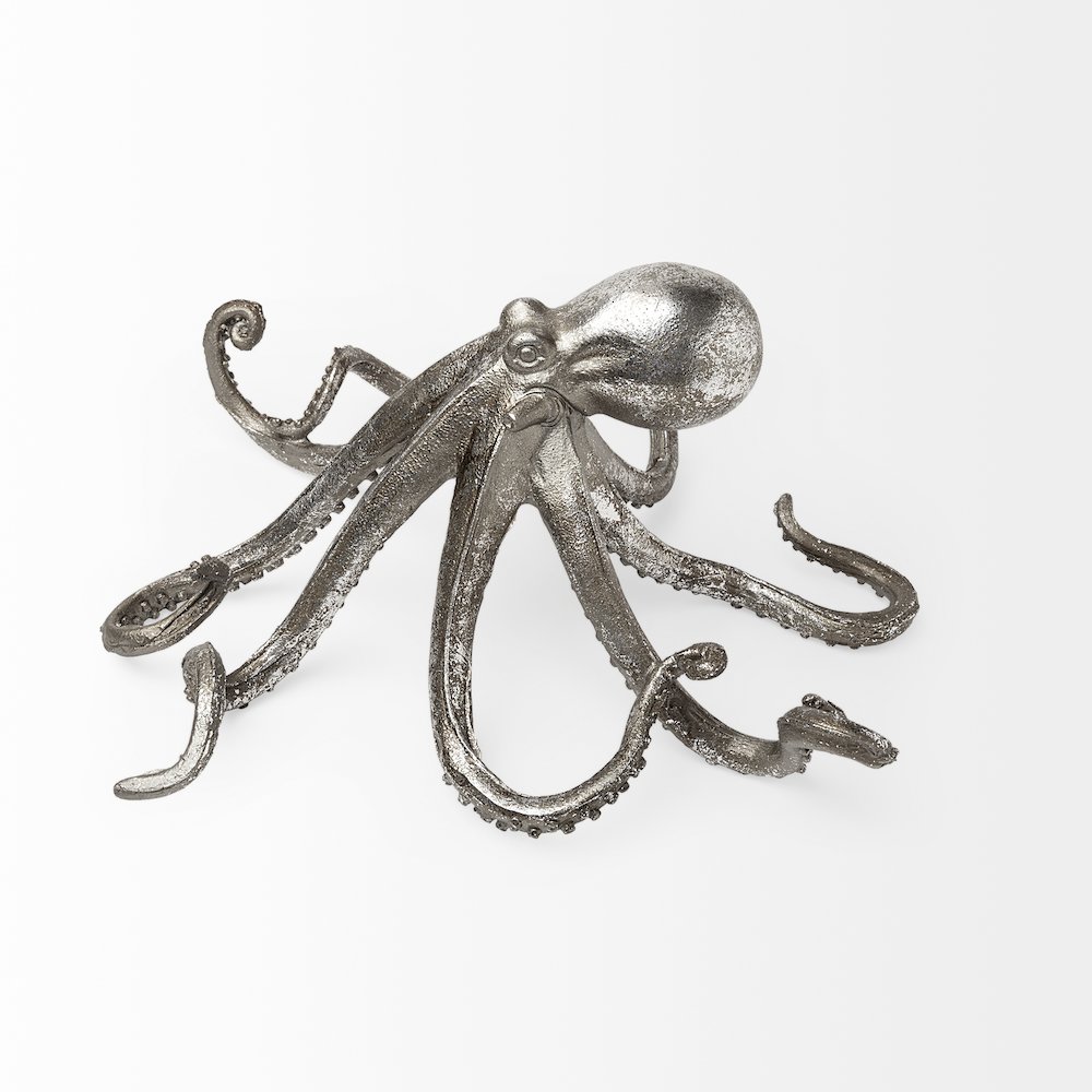 Strafford Medium 13L x 7W Silver Resin Octopus. Picture 2