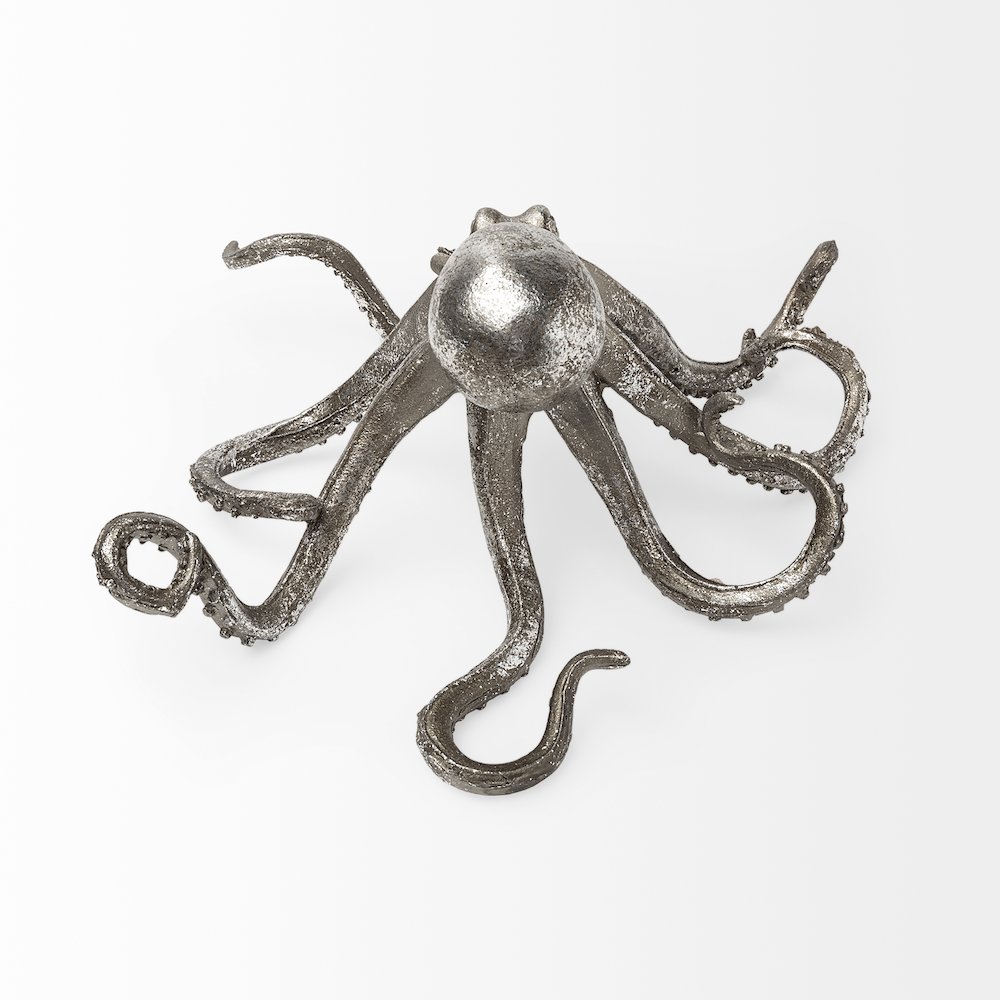 Strafford Medium 13L x 7W Silver Resin Octopus. Picture 3