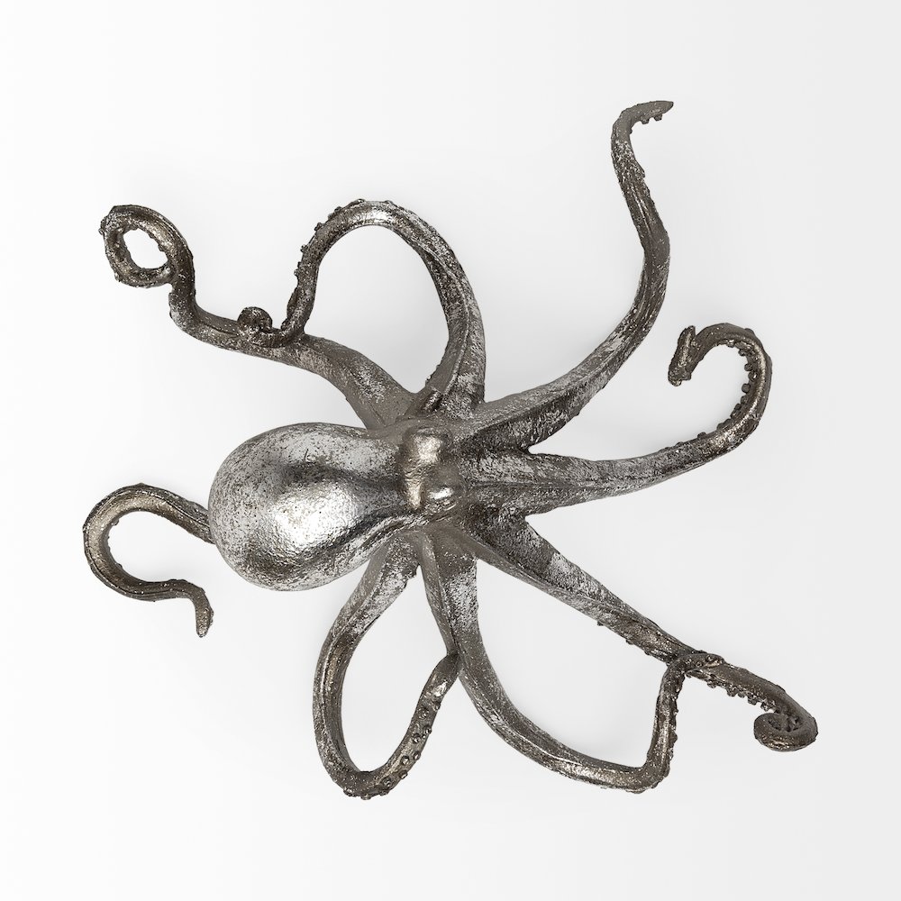 Strafford Medium 13L x 7W Silver Resin Octopus. Picture 4