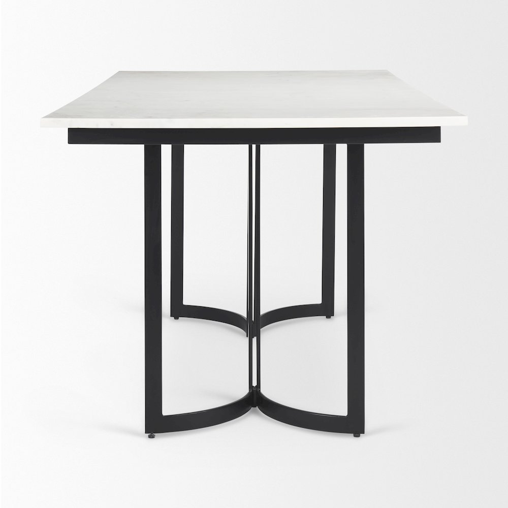 Tanner 71L x 35W Rectangular White Marble Metal Base Dining Table. Picture 3