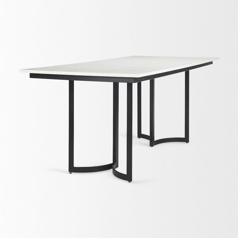 Tanner 71L x 35W Rectangular White Marble Metal Base Dining Table. Picture 5