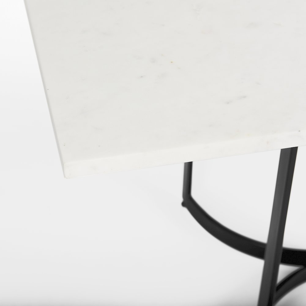 Tanner 71L x 35W Rectangular White Marble Metal Base Dining Table. Picture 6
