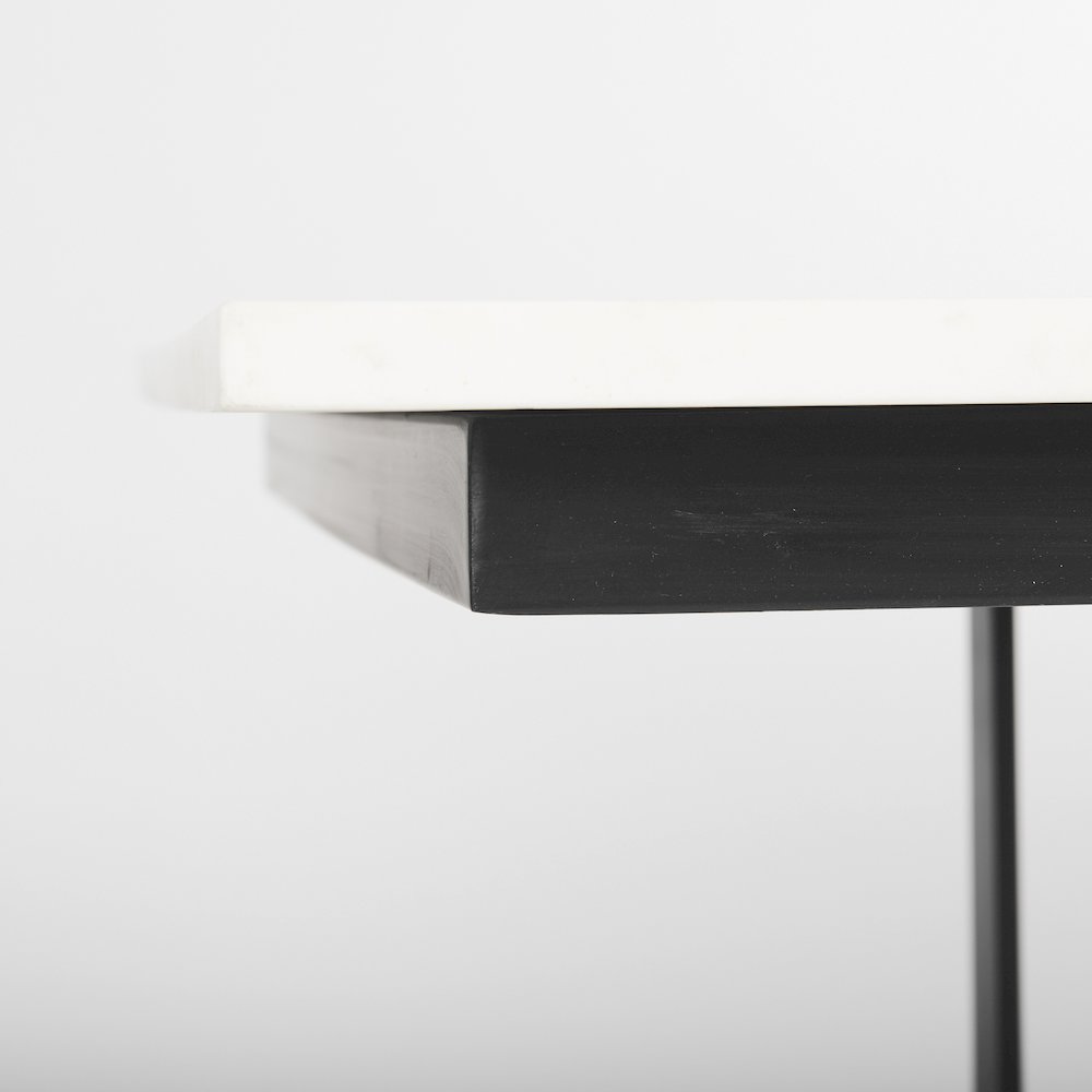 Tanner 71L x 35W Rectangular White Marble Metal Base Dining Table. Picture 8