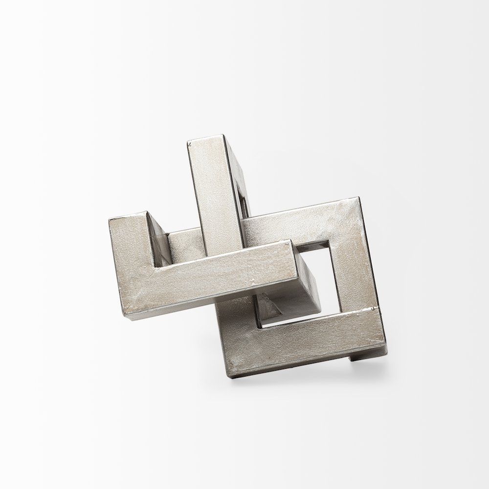 Link Small Silver Metal Sculpture Decorative Object. Picture 4