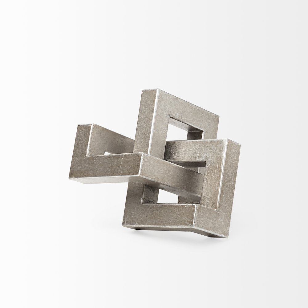 Link Small Silver Metal Sculpture Decorative Object. Picture 5