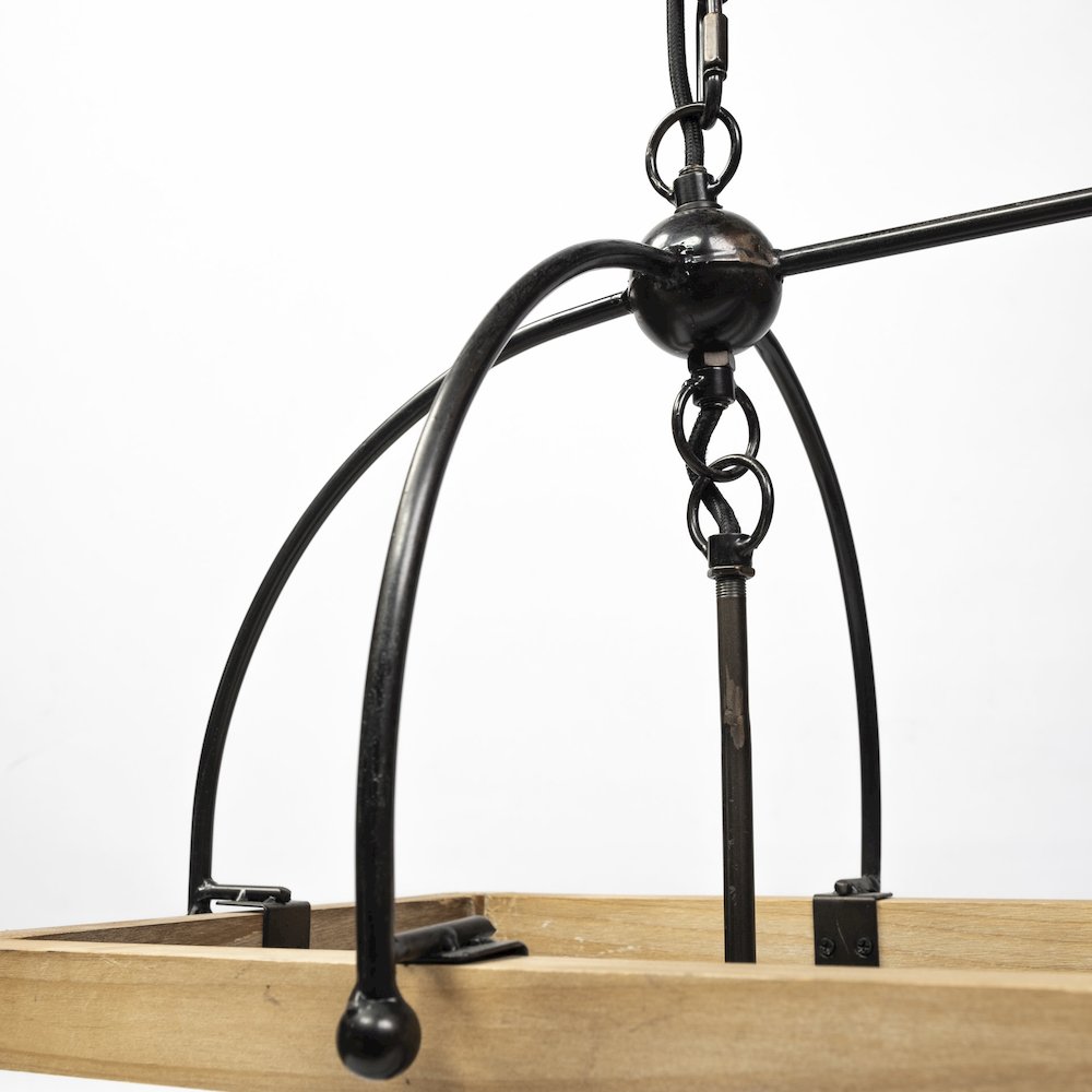 Josie (42"x14.5"x20") Natural Wood Chassis Six Light Chandelier. Picture 4