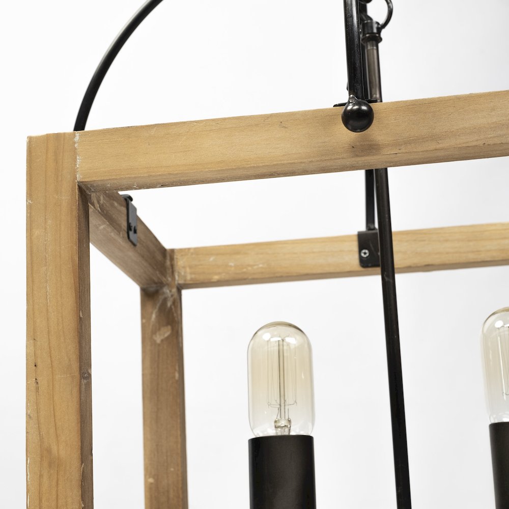 Josie (42"x14.5"x20") Natural Wood Chassis Six Light Chandelier. Picture 5