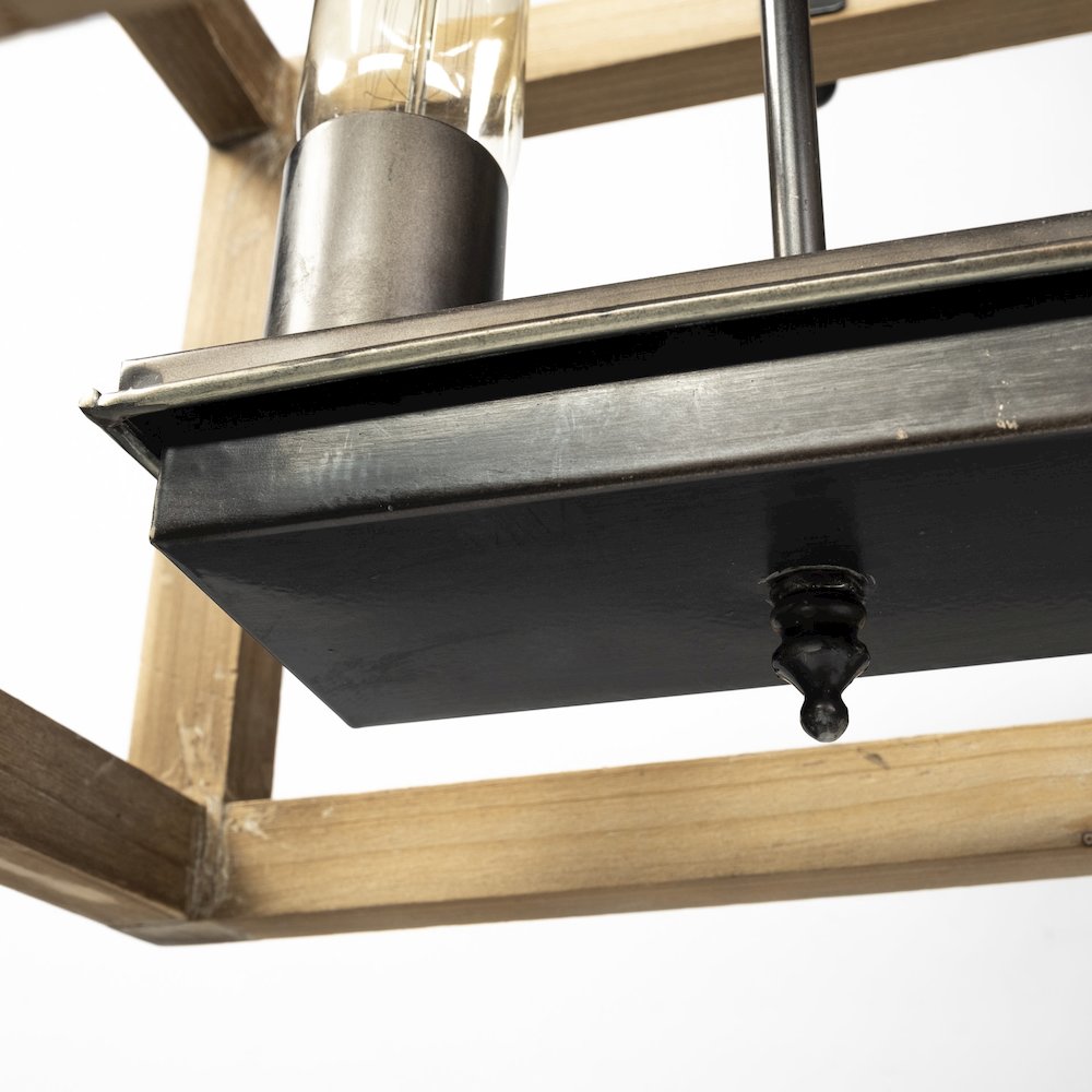 Josie (42"x14.5"x20") Natural Wood Chassis Six Light Chandelier. Picture 7