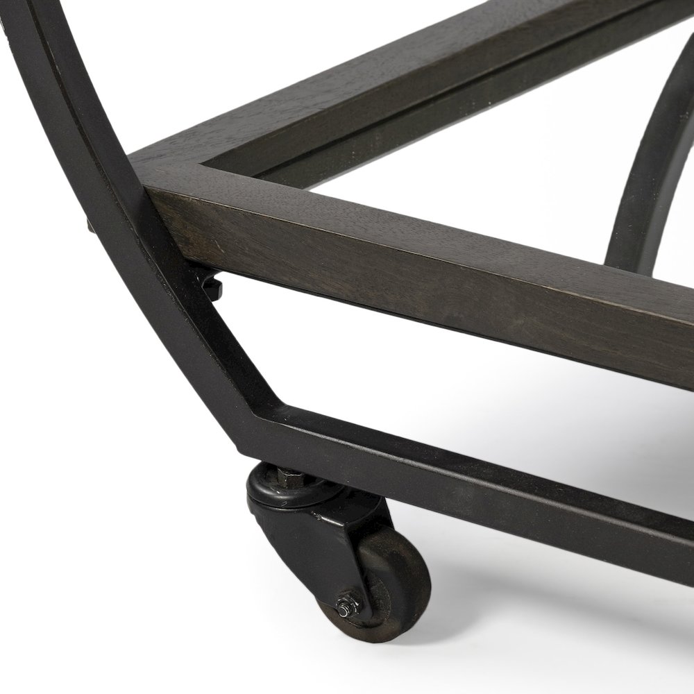 Chriselle Black Metal And Glass Two Tier Bar Cart. Picture 9