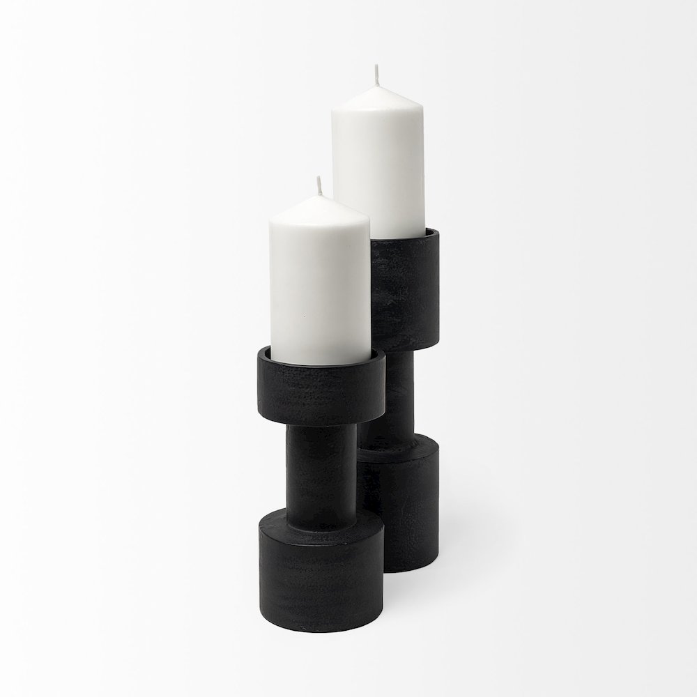 Bolton I 3.9L x 3.9W x 10.6H Black Metal Table Candle Holders. Picture 3