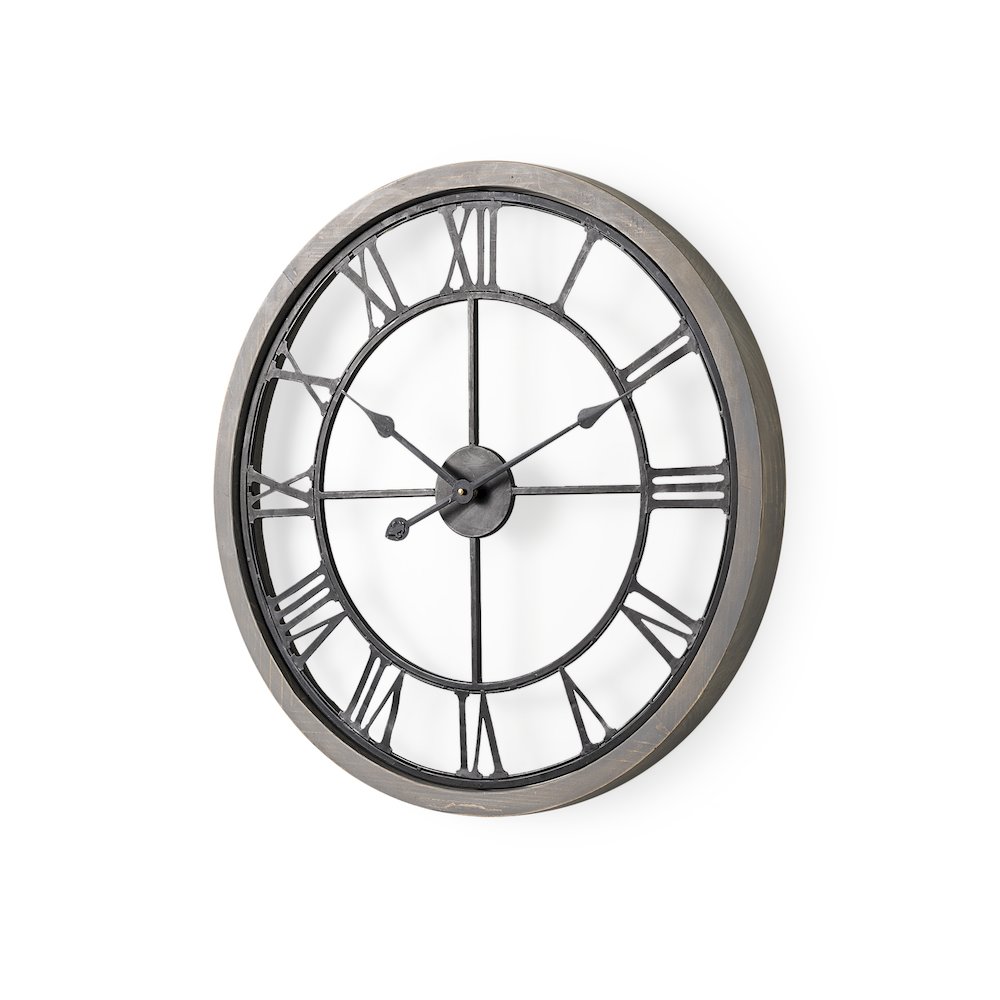 Mething Gray 25" Medium Farmhouse Wall Clock. Picture 1
