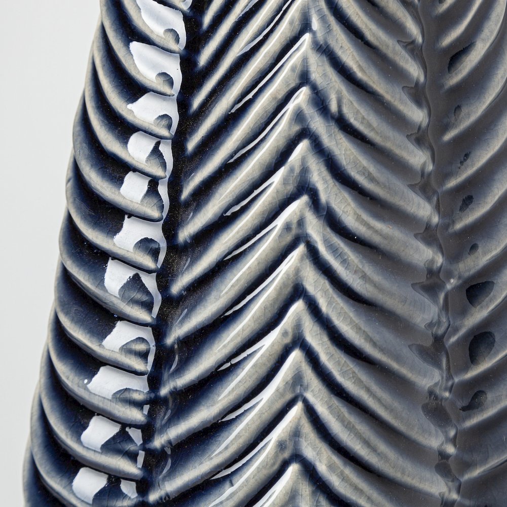 Bashir II Large Dark Navy Gloss Ceramic Vase. Picture 5