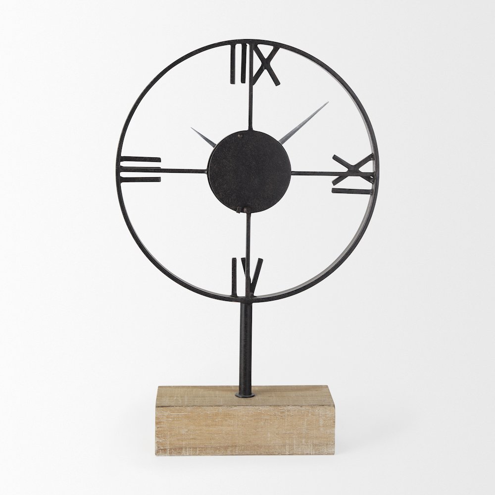Oris Black Metal/Wood Open Frame Table Clock. Picture 4