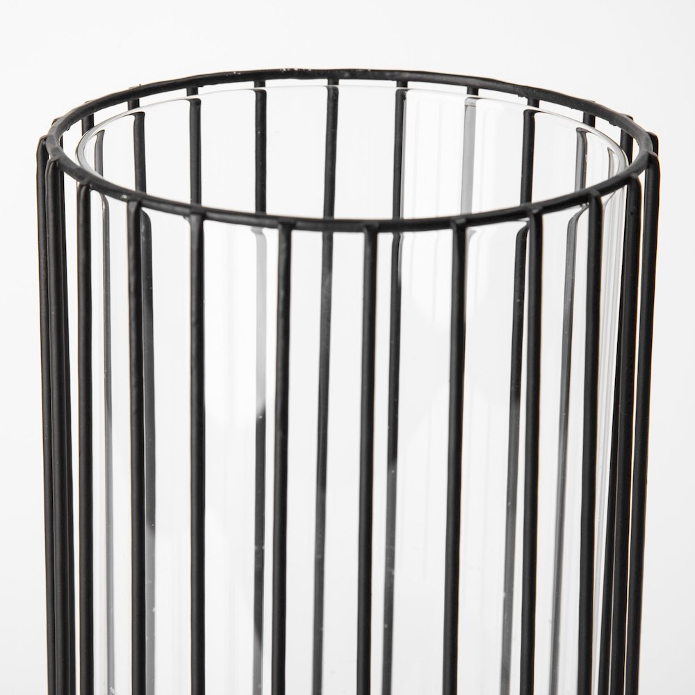 Velo II Large Black Metal Cylindrical Table Candle Holder. Picture 4