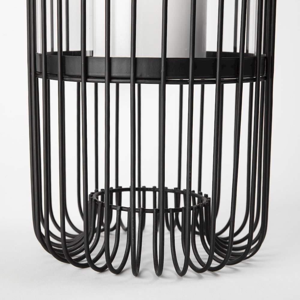 Velo II Large Black Metal Cylindrical Table Candle Holder. Picture 5