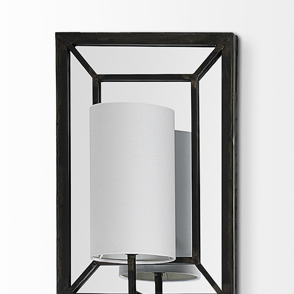 Noah 12.2x55 Black Metal w/White Fabric Shade Rectangular Wall Sconce. Picture 4