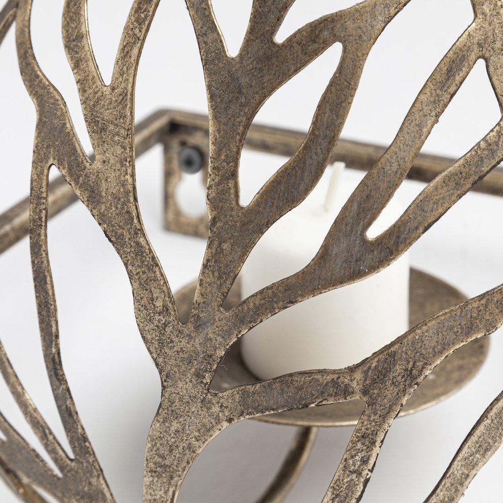 Lana I Single Champagne Toned Wall Candle Holder. Picture 3
