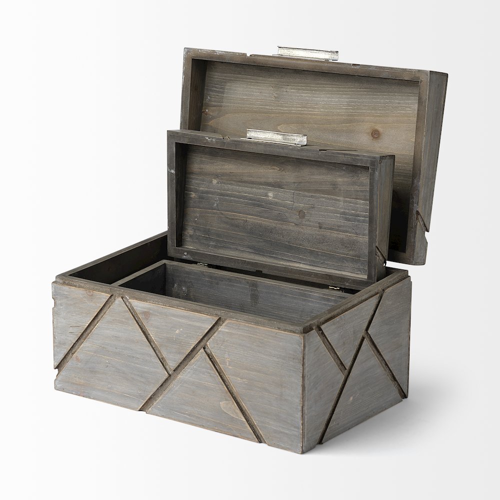 Niobe (Set of 2) 16L x 11W Gray Wooden Nesting Boxes. Picture 5