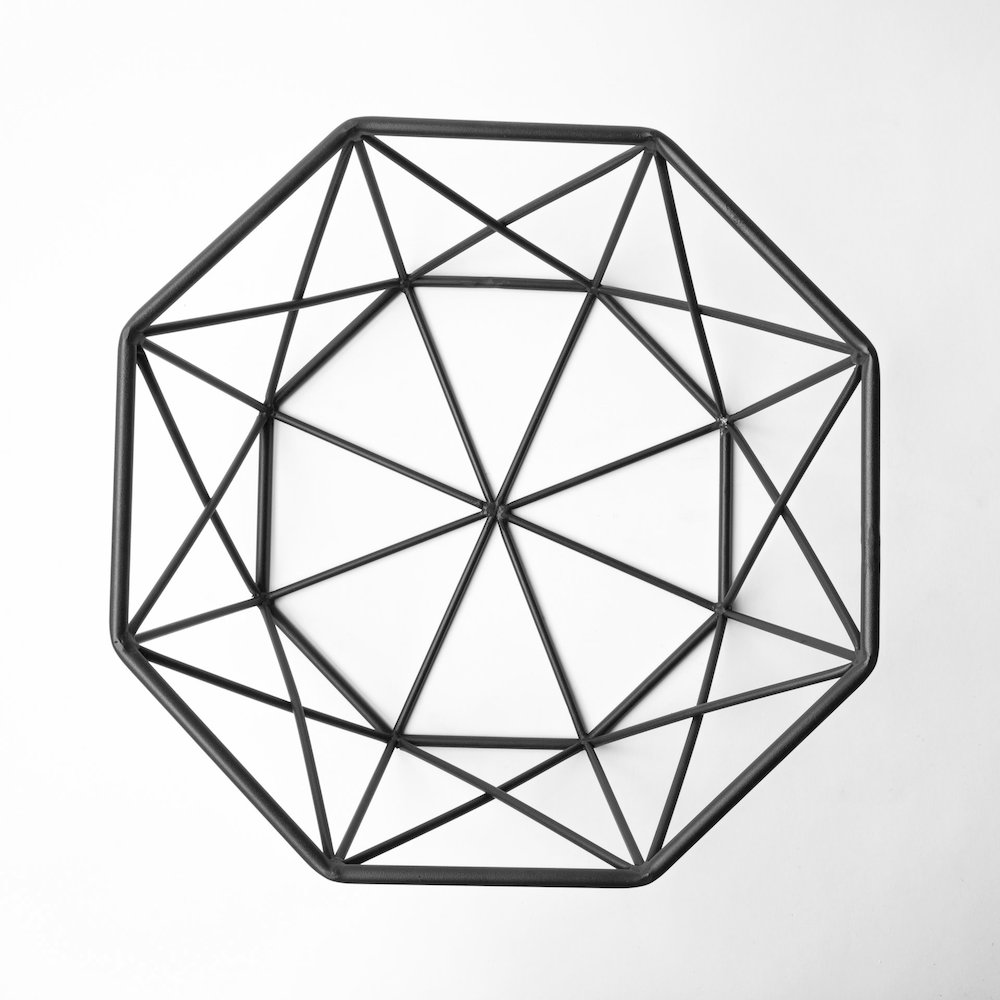 Davy 17L x 17W Black Metal Large Hexagonal Bowl. Picture 3