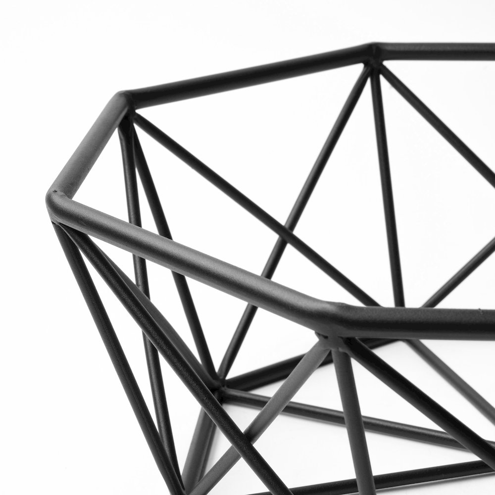 Davy 17L x 17W Black Metal Large Hexagonal Bowl. Picture 4