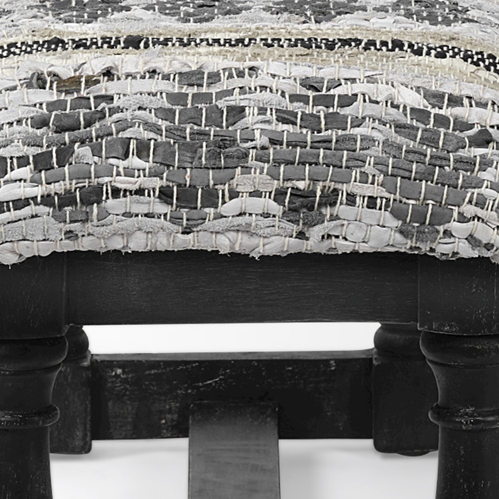 Denison II 56L x 15W Black Wood Base Woven-Leather Cushion Top Accent Bench. Picture 4