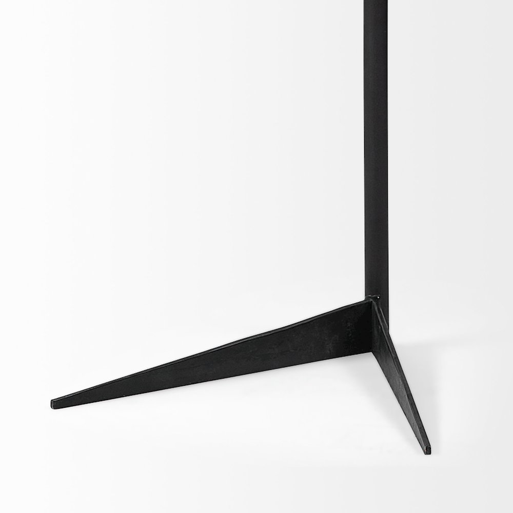 White Marble Round Top White w/ Black Metal Base Accent Table. Picture 7
